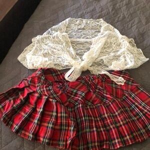 Red plaid school girl outfit